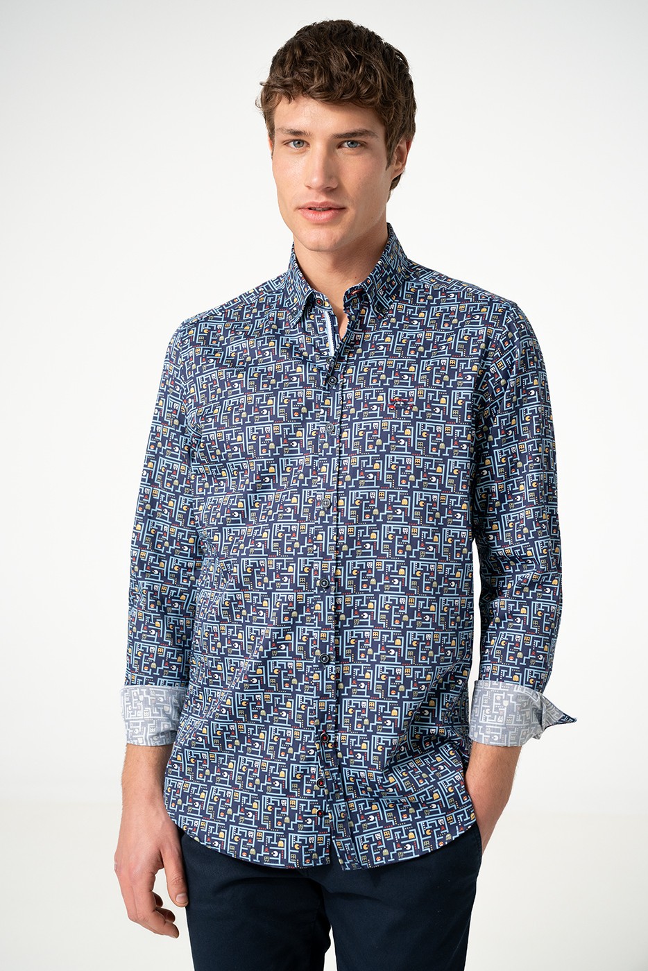 Camisa hombre fondo marino estampado comecocos