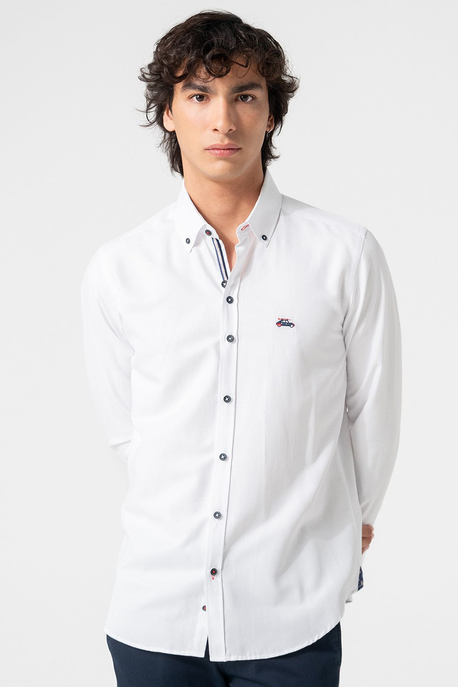 Camisa lisa blanca hombre