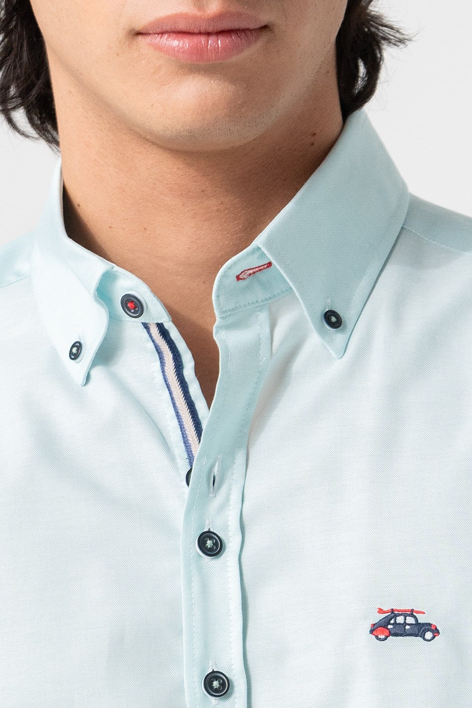 Camisa hombre lisa en tono verde agua