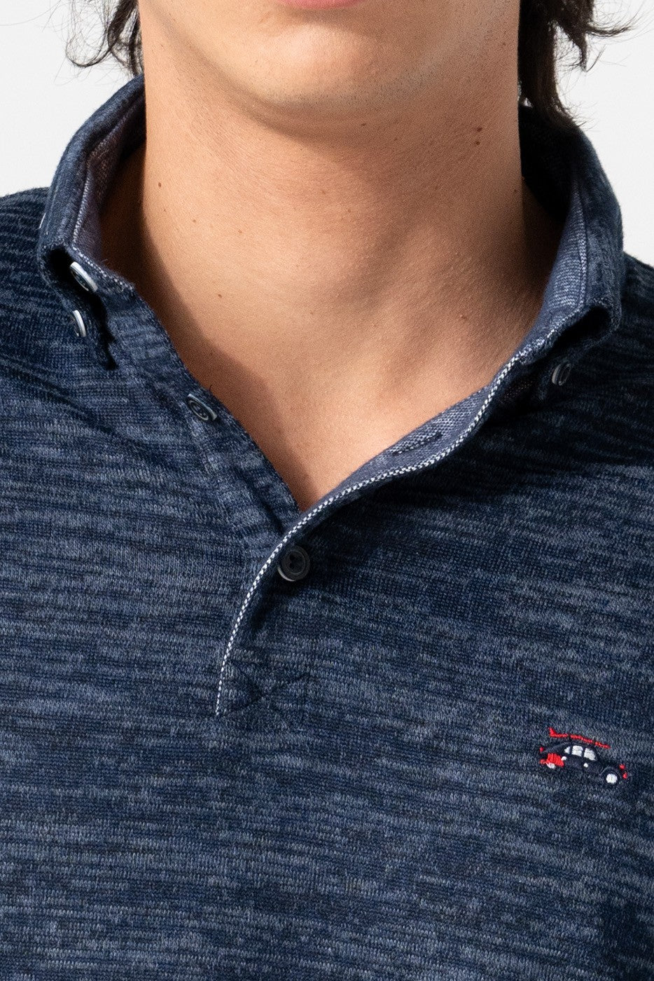 Polo jacquard hombre marino
