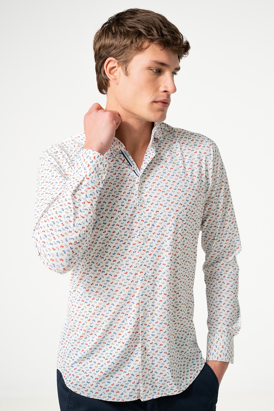 Camisa tejido técnico hombre estampado motos