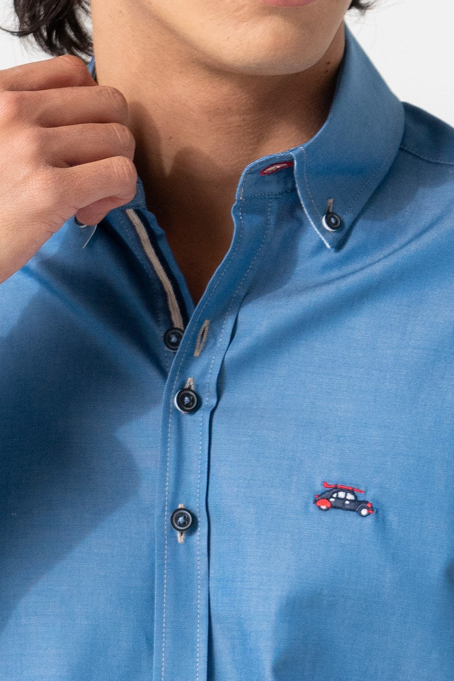 Camisa hombre slim fit azul