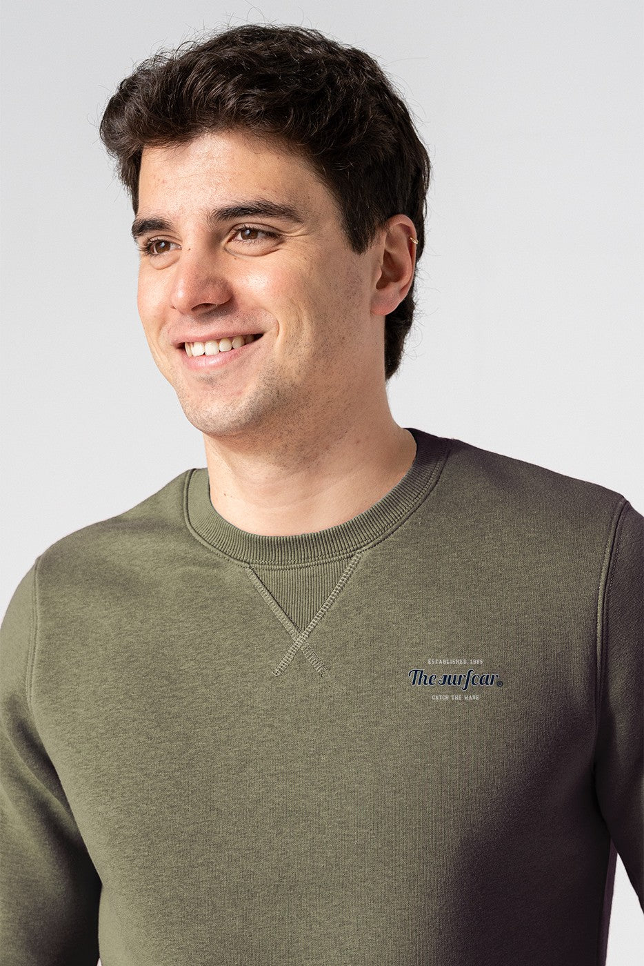 Sudadera hombre cuello redondo caqui