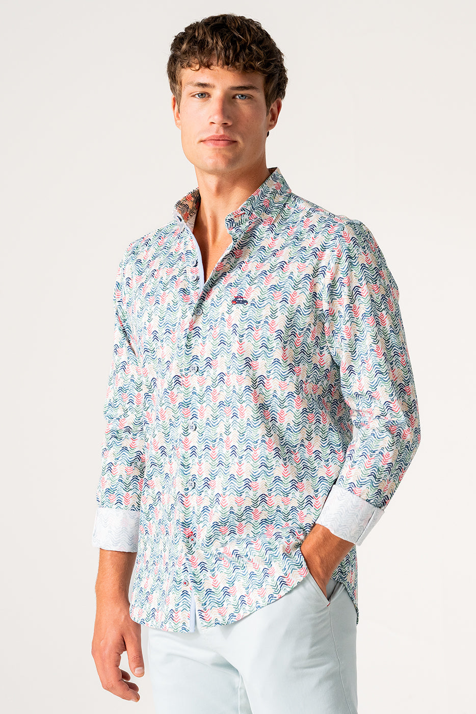 Camisa estampado geométrico hombre multicolor
