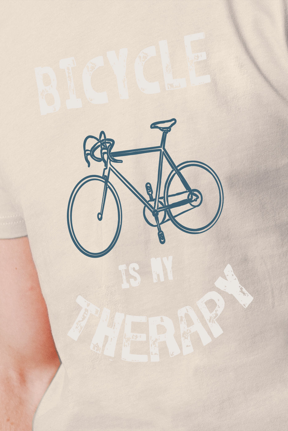 Camiseta hombre estampado bicicleta beige