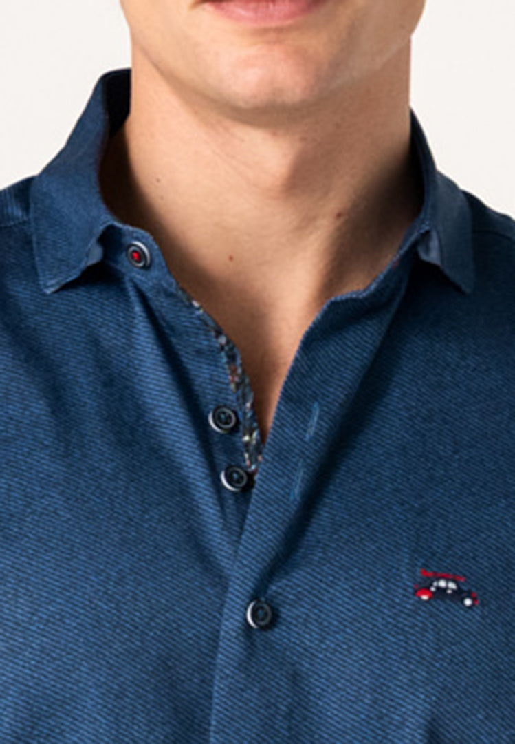Camisa azul marino efecto textura