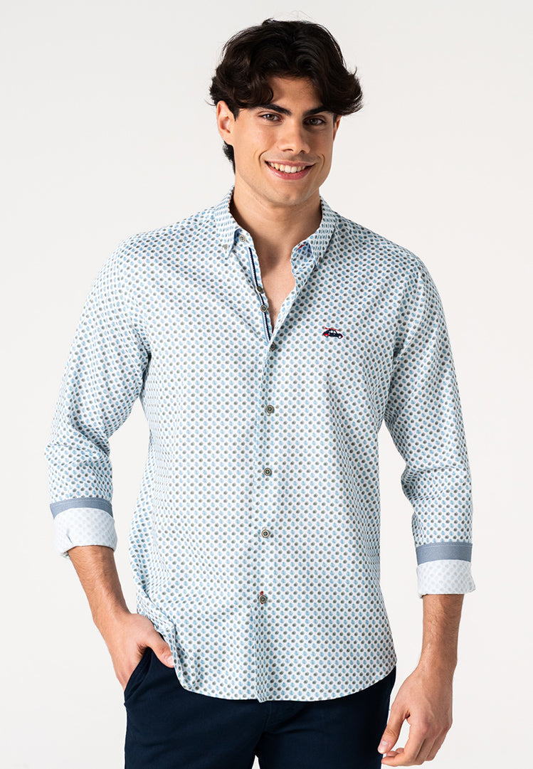 Camisa hombre microestampado hojas