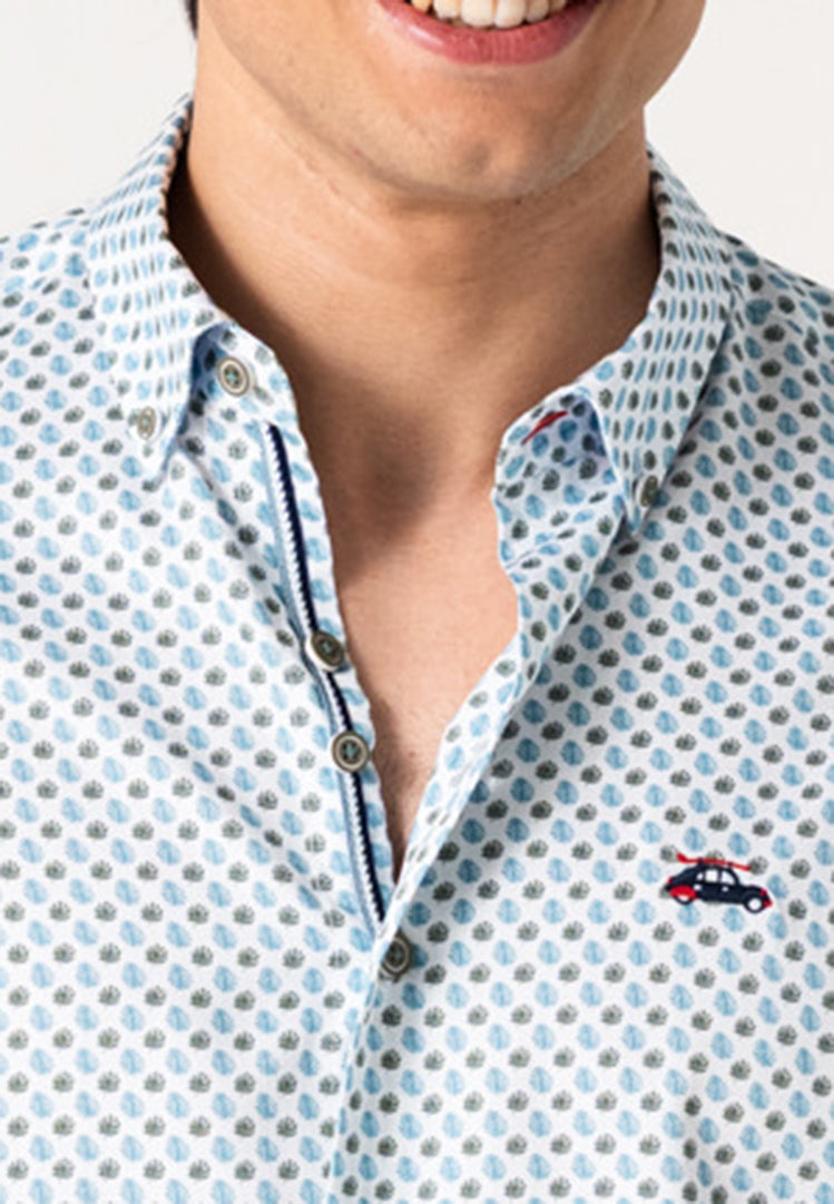 Camisa hombre microestampado hojas