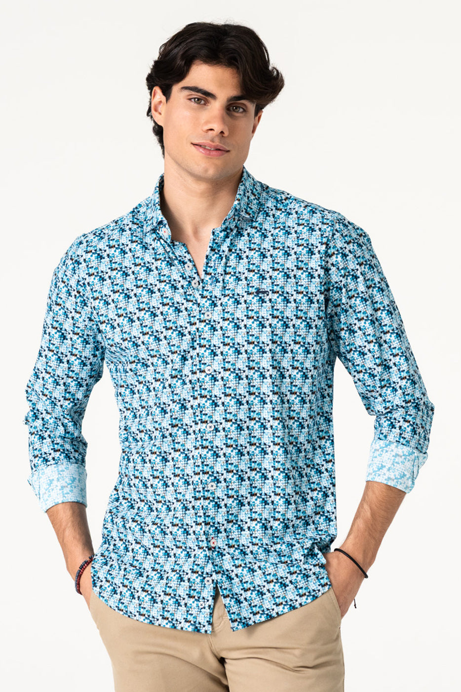 Camisa tejido ultralijero estampado geométrico