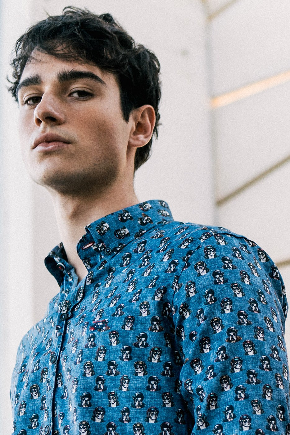 Camisa hombre estampado perros moteros