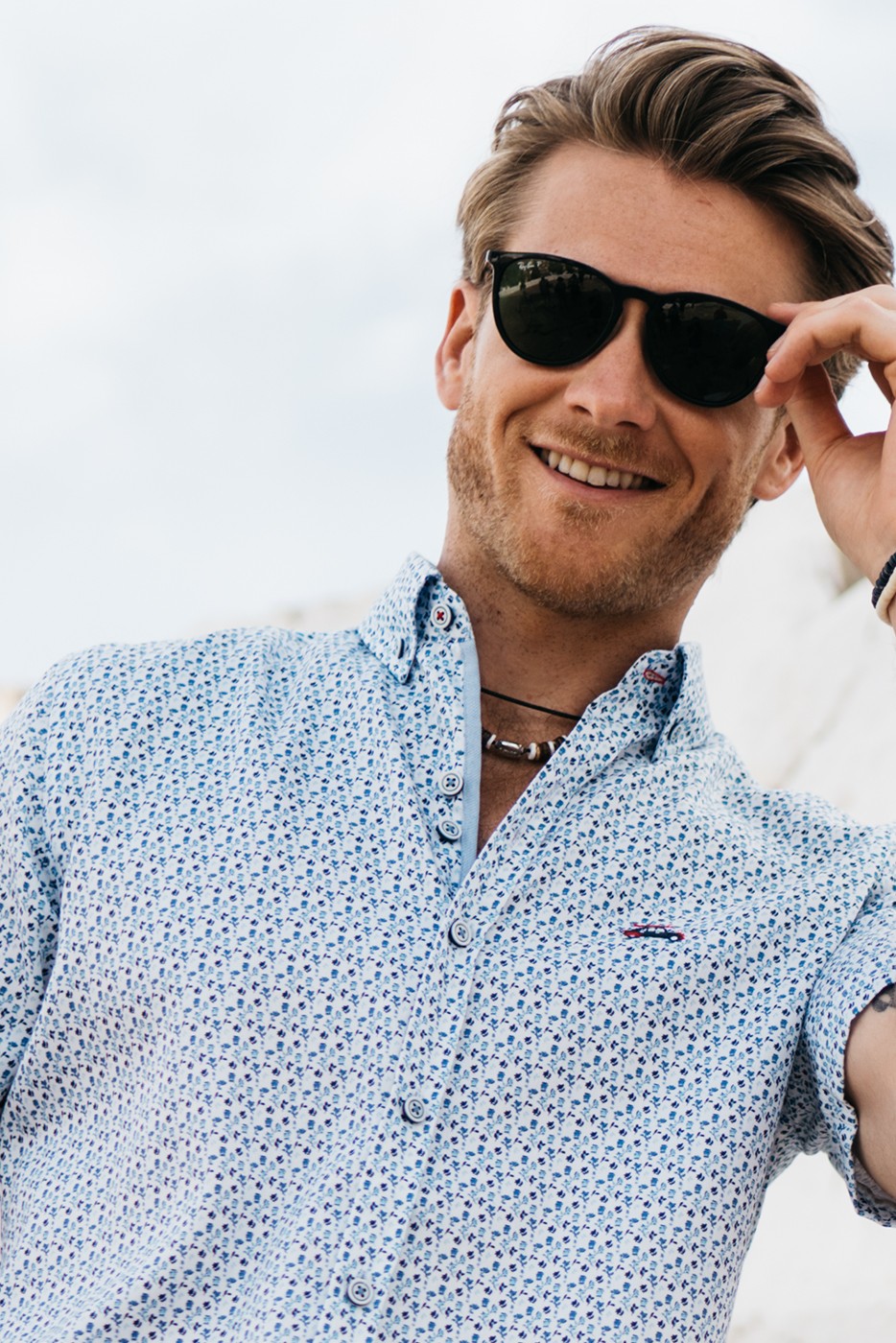 Camisa regular fit estampado liberty azul