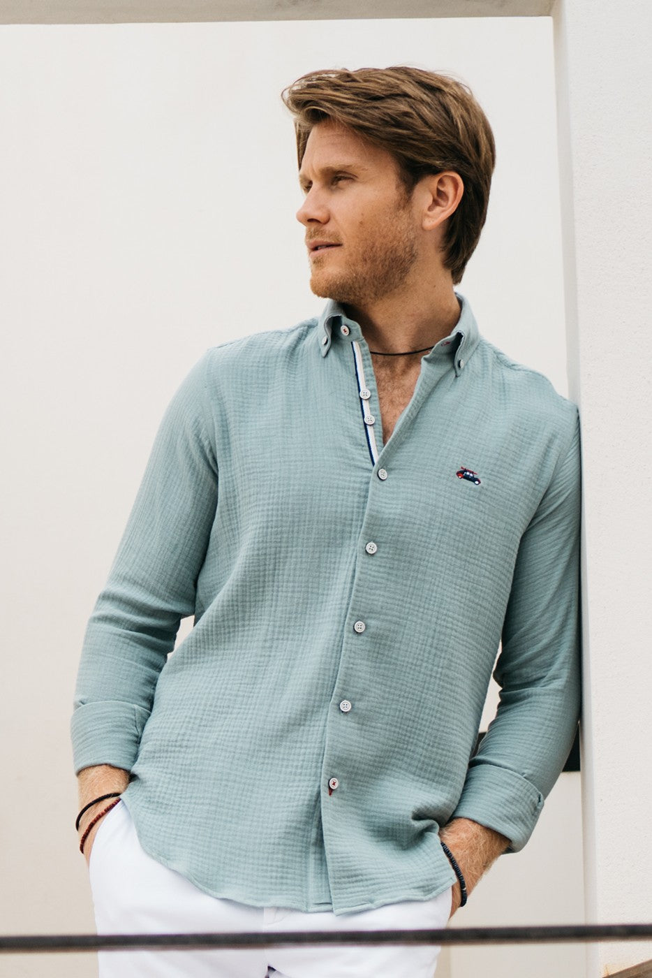Camisa hombre regular fit verde