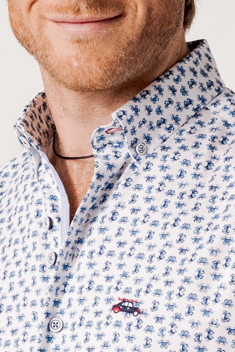 Camisa hombre regular fit cangrejos azules