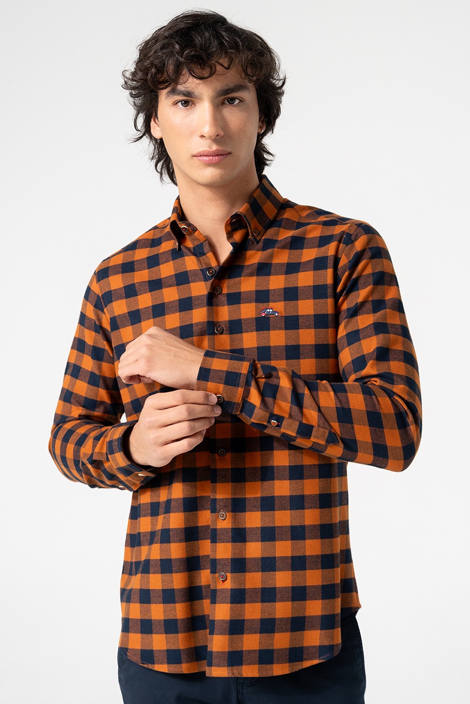 Camisa estampado cuadros en tono caldera