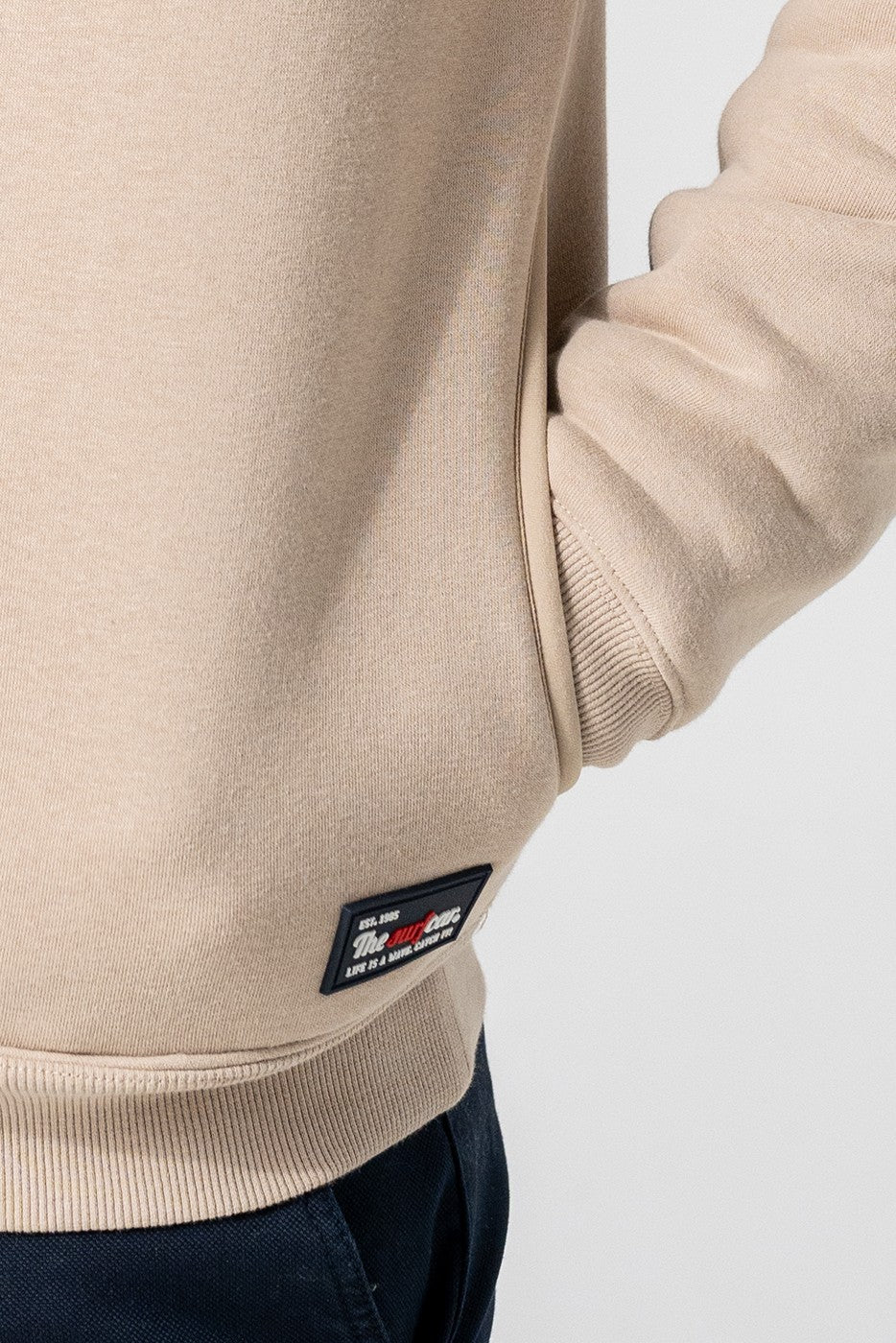 Sudadera hombre cuello cremallera beige