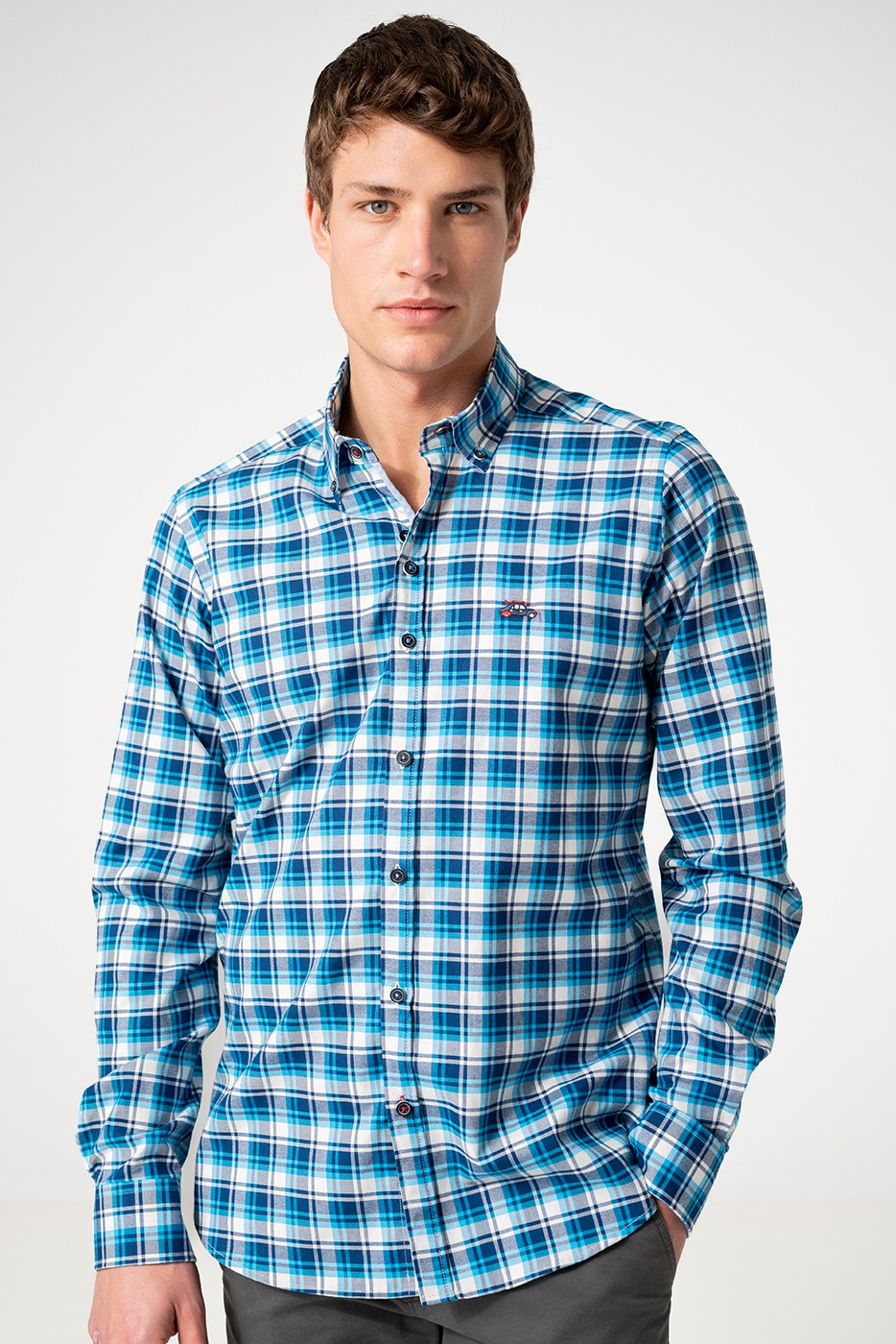 Camisa cuadros en tonos azules