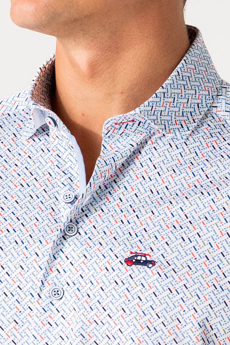 Camisa hombre estampado geométrico multicolor