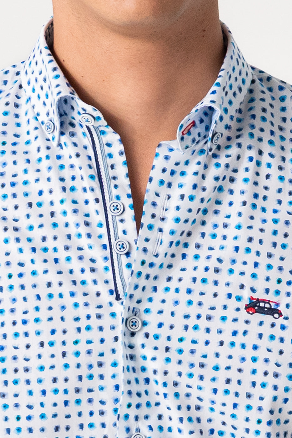 Camisa estampado puntos azules hombre