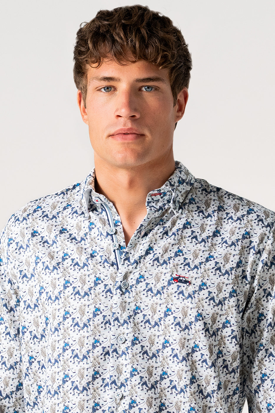 Camisa estampado jugadores de hockey hombre