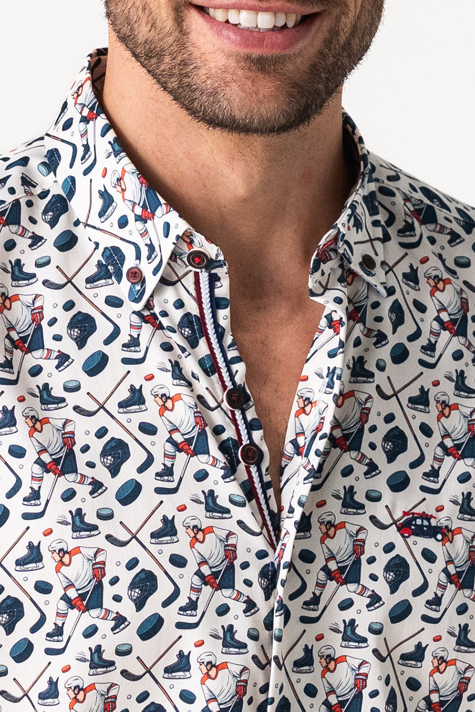 Camisa hombre estampada motivos deportivos hockey