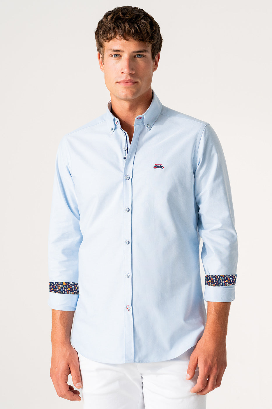 Camisa lisa azul celeste hombre
