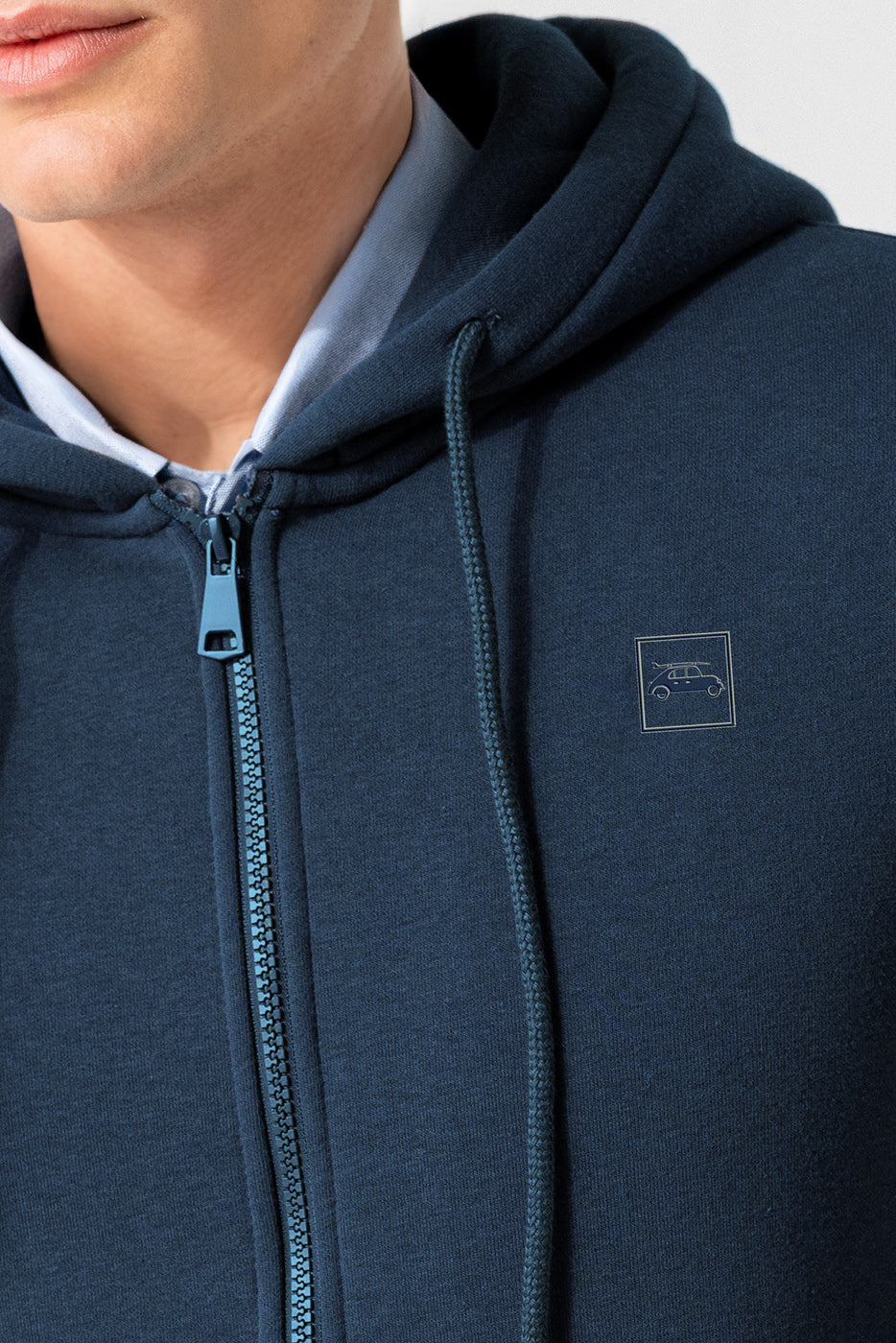 Sudadera de cremallera con capucha marino