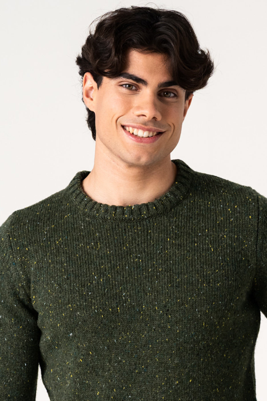 Jersey hombre cuello redondo verde
