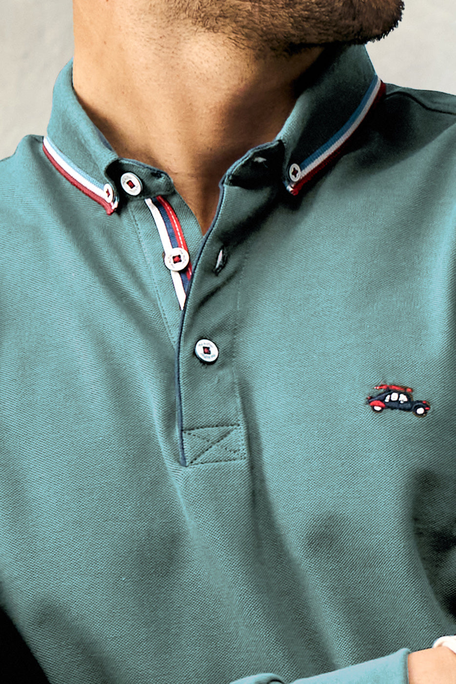 Polo de punto manga larga verde
