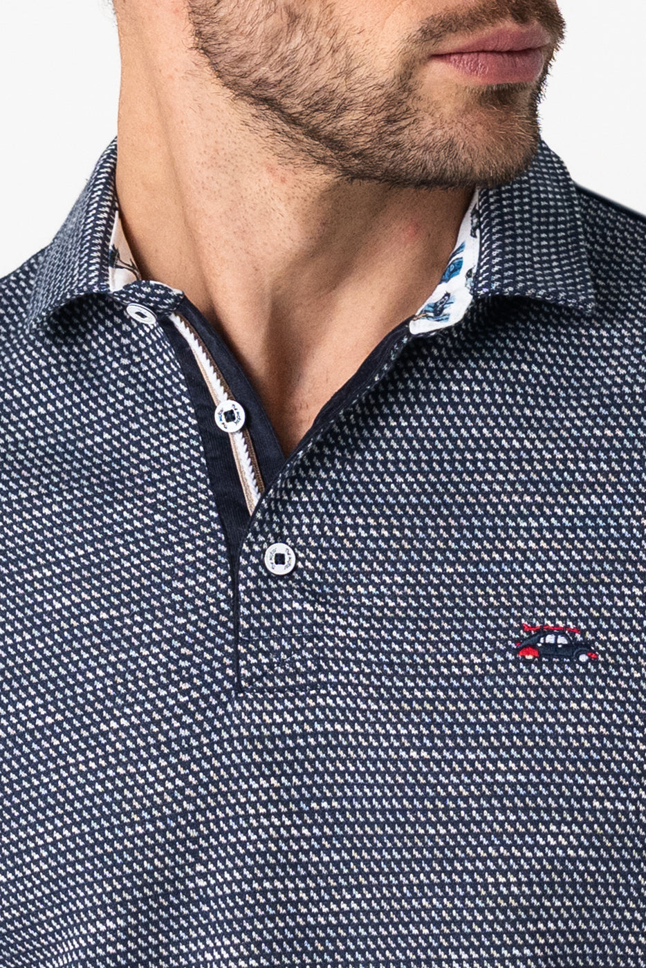 Polo de punto manga larga estampado marino